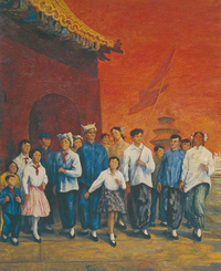 <div><span style="font-size: 18px"><em>La nuova Cina</em>, 1959</span></div><div><span style="font-size: 18px">olio su tela</span></div><div><span style="font-size: 18px">232 × 190 cm</span></div>