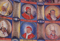 <div><span style="font-size: 18px"><em>I papi che hanno approvato e vissuto lo scapolare del Carmine</em> 1966, dettaglio</span></div>