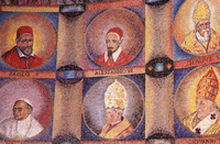 <div><span style="font-size: 18px"><em>I papi che hanno approvato e vissuto lo scapolare del Carmine</em> 1966, dettaglio</span></div>